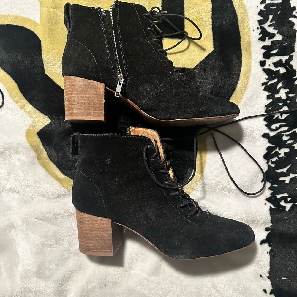 Madewell Black Suede Lace-Up Heeled Boots